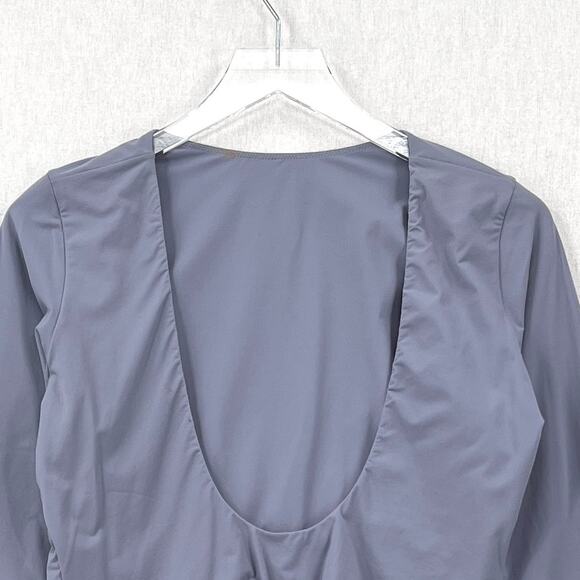 SKIMS Fits Everybody Long SleeveLow Back Bodysuit Womens 2X Gray Blue Stretch - Picture 6 of 16
